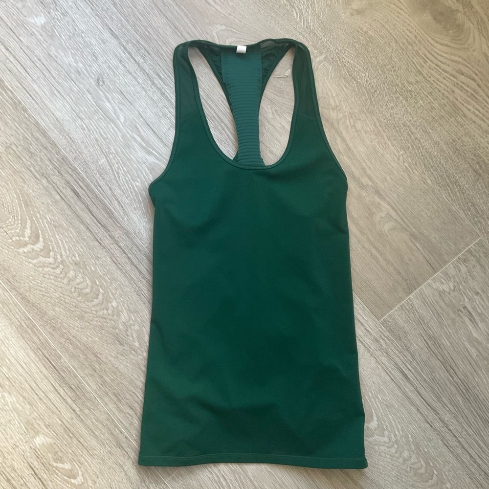 Athleta Green Ruched Racerback Tank Top - Picture 2 of 7